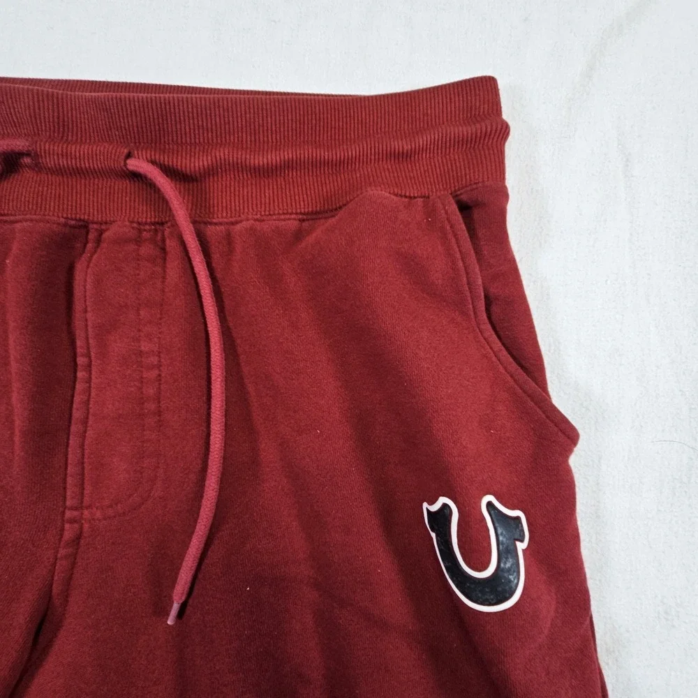 True ReligionHF Puff Jogger Mens Medium Horseshoe Logo Drawstring Red‎ Burgundy